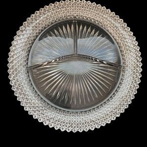 Anchor Hocking Miss America Clear Grill Plate 3 Compartment 10-1/4"
